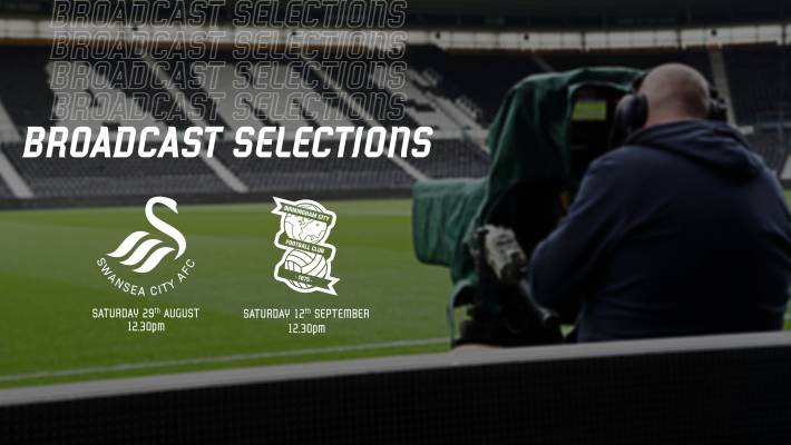 FIXTURE NEWS: Two Derby Home Matches Selected for Sky Sports Broadcast
