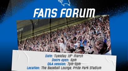 Sold Out Fans Forum To Take Place At Pride Park Stadium On Tuesday Night