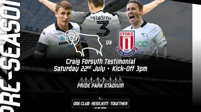Derby To Host Stoke City In Friendly For Craig Forsyth Testimonial Match
